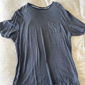 Patagonia Blue and White Striped Short Sleeve Tee